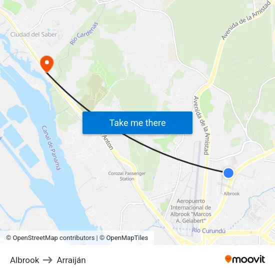 Albrook to Arraiján map