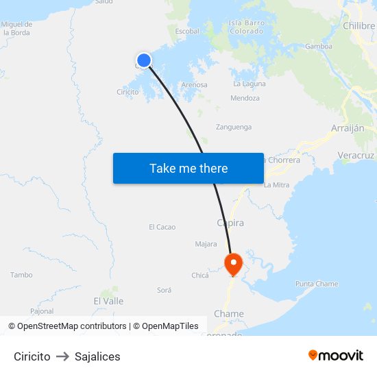 Ciricito to Sajalices map