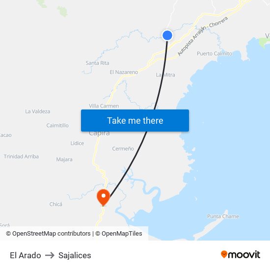 El Arado to Sajalices map