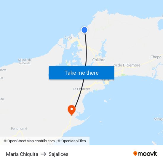 María Chiquita to Sajalices map