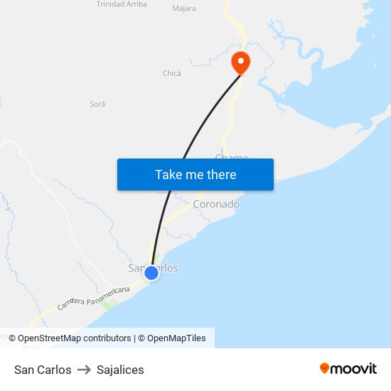 San Carlos to Sajalices map