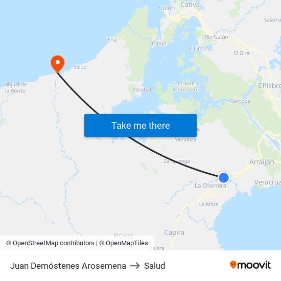 Juan Demóstenes Arosemena to Salud map