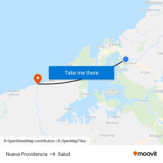 Nueva Providencia to Salud map