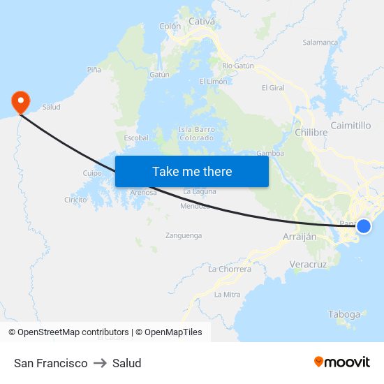 San Francisco to Salud map