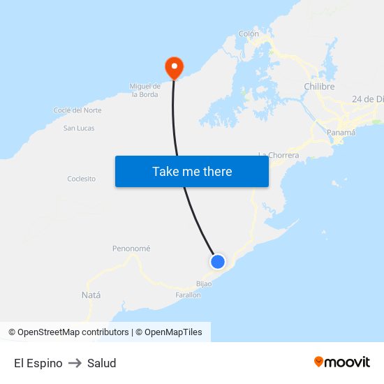 El Espino to Salud map