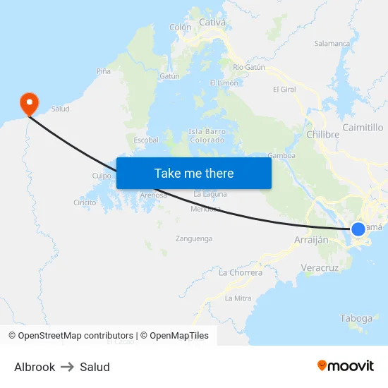 Albrook to Salud map
