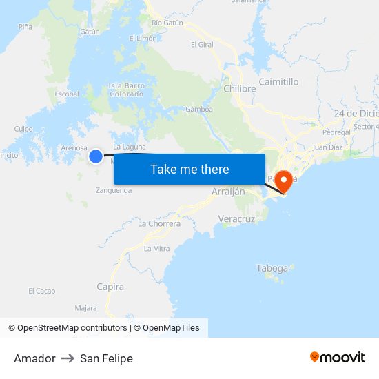 Amador to San Felipe map