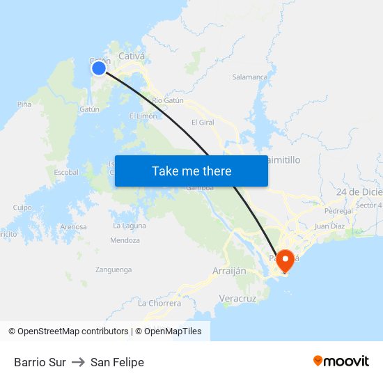 Barrio Sur to San Felipe map
