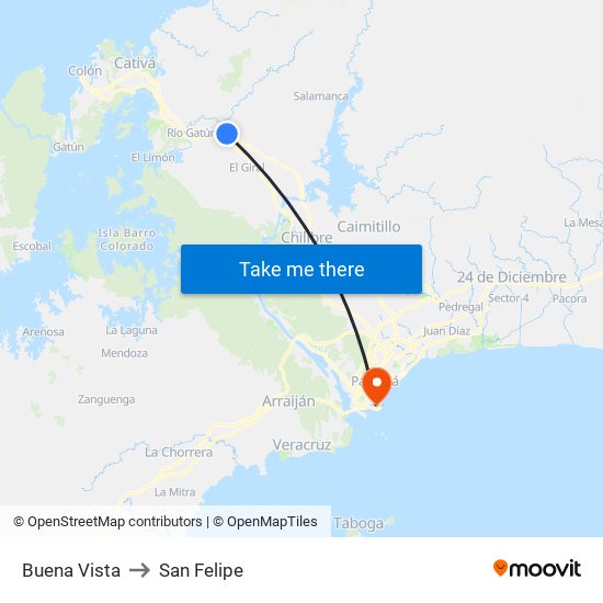 Buena Vista to San Felipe map