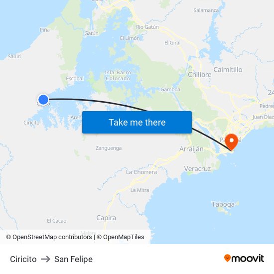 Ciricito to San Felipe map