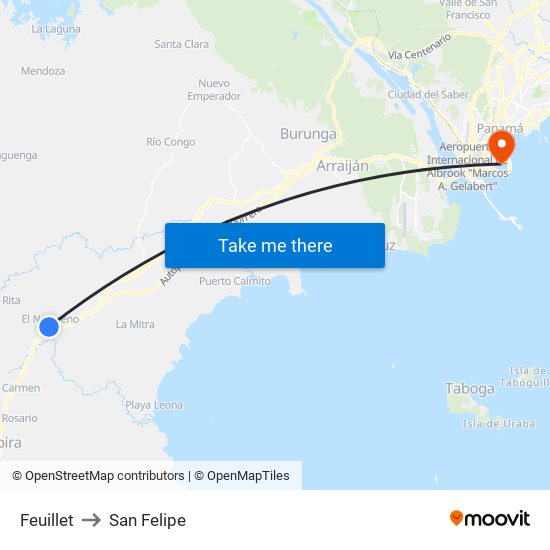 Feuillet to San Felipe map