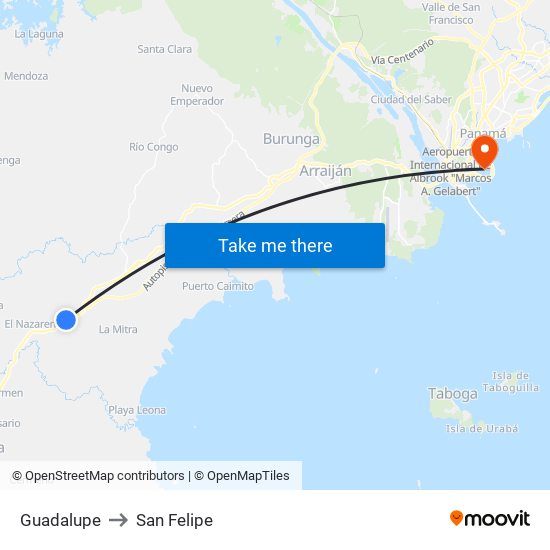 Guadalupe to San Felipe map