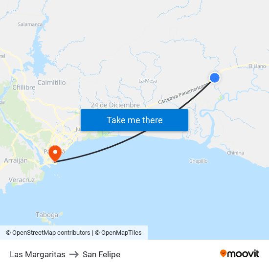 Las Margaritas to San Felipe map