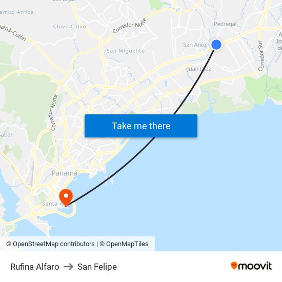 Rufina Alfaro to San Felipe map