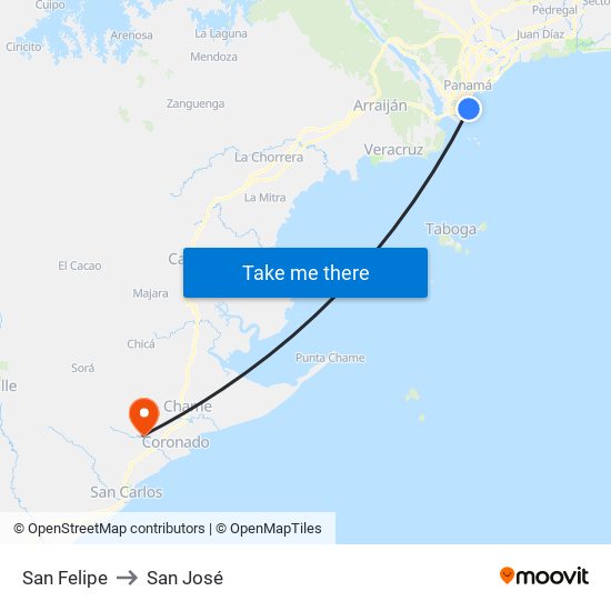 San Felipe to San José map