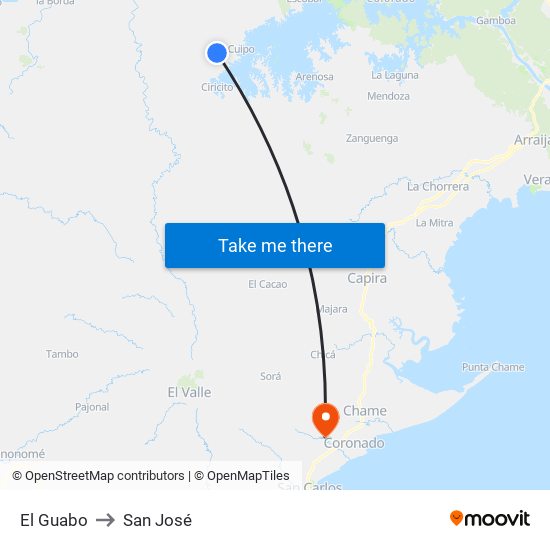 El Guabo to San José map
