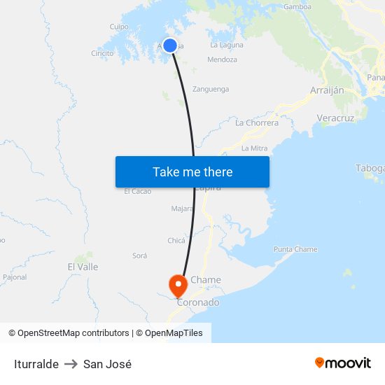 Iturralde to San José map