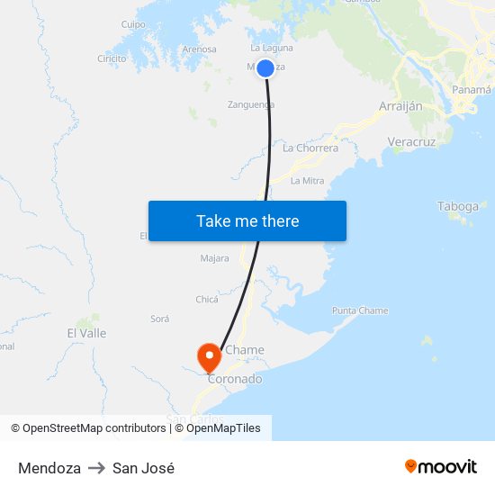 Mendoza to San José map