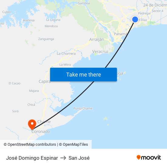 José Domingo Espinar to San José map