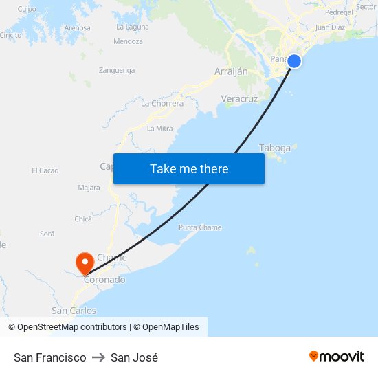 San Francisco to San José map