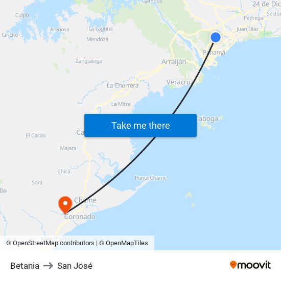 Betania to San José map