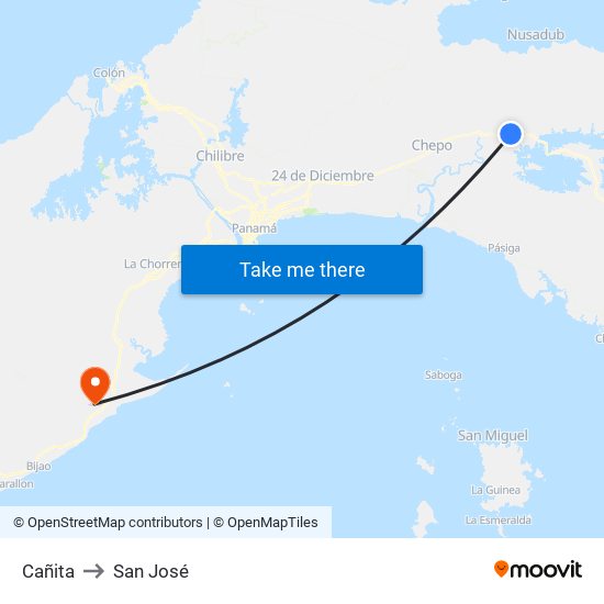 Cañita to San José map