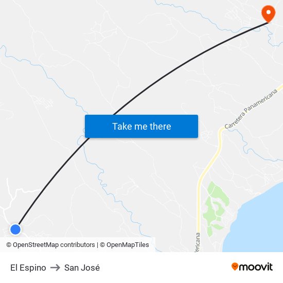 El Espino to San José map