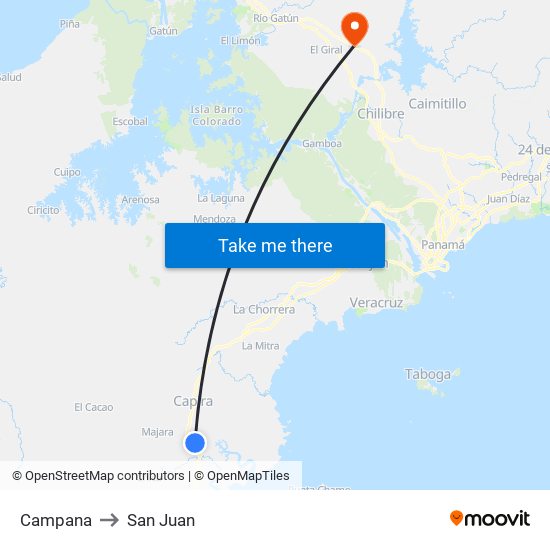 Campana to San Juan map