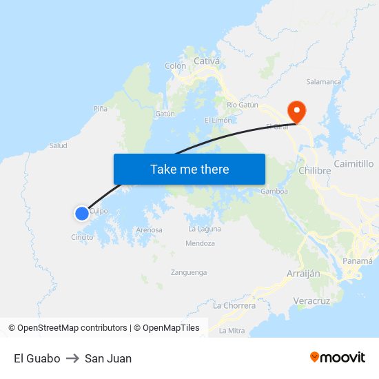 El Guabo to San Juan map