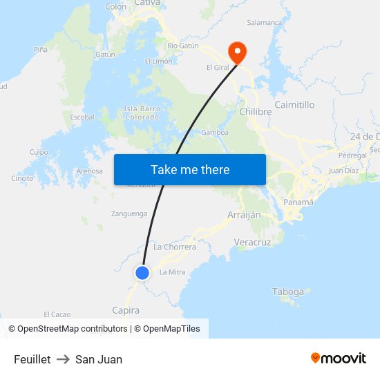 Feuillet to San Juan map