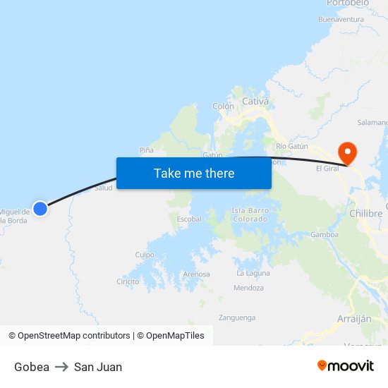 Gobea to San Juan map