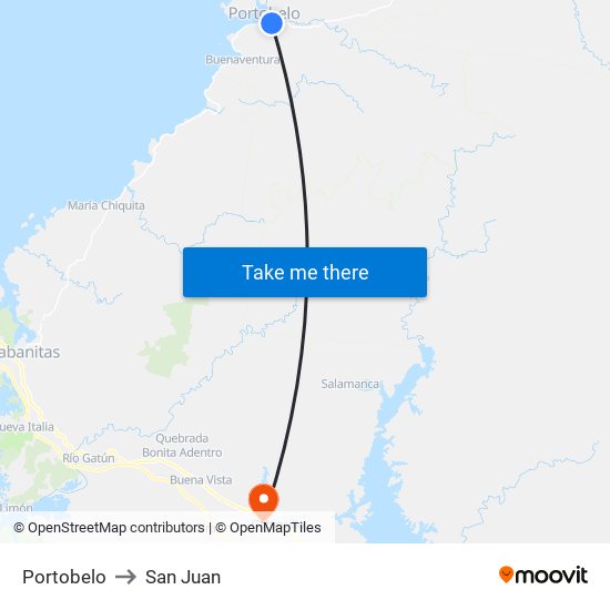 Portobelo to San Juan map