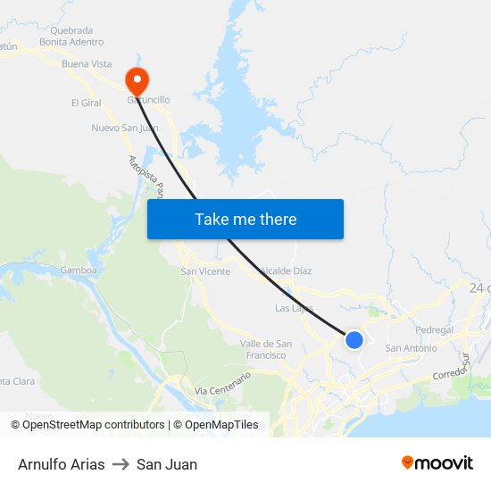 Arnulfo Arias to San Juan map