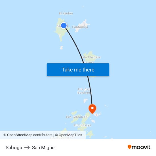 Saboga to San Miguel map