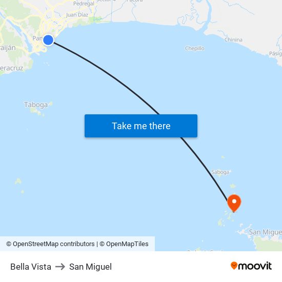 Bella Vista to San Miguel map