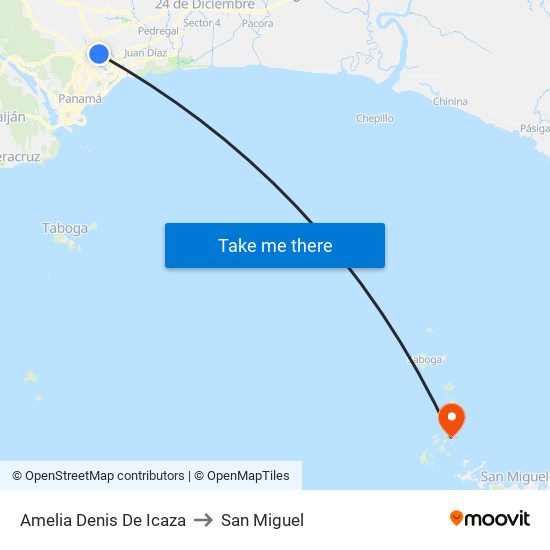 Amelia Denis De Icaza to San Miguel map