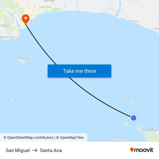 San Miguel to Santa Ana map