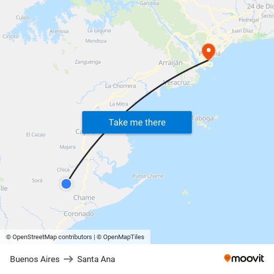 Buenos Aires to Santa Ana map
