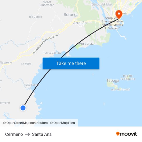 Cermeño to Santa Ana map