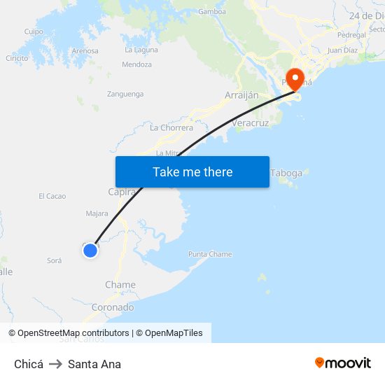 Chicá to Santa Ana map
