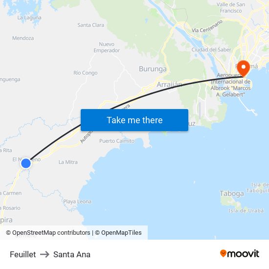 Feuillet to Santa Ana map