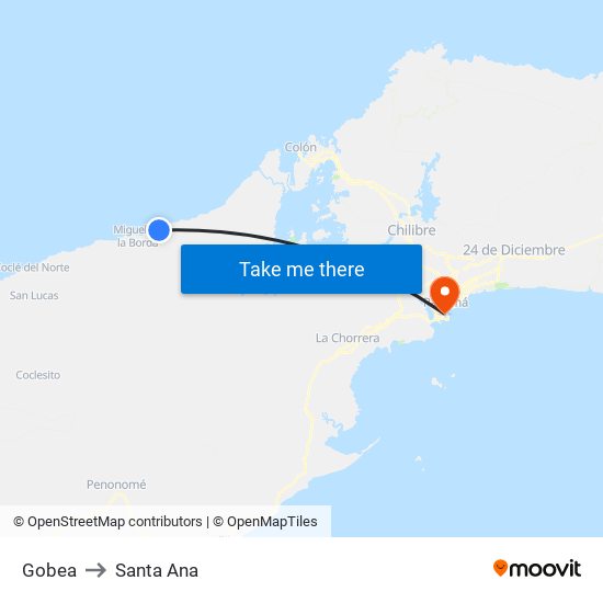 Gobea to Santa Ana map