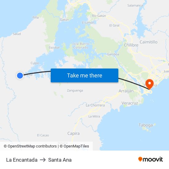 La Encantada to Santa Ana map
