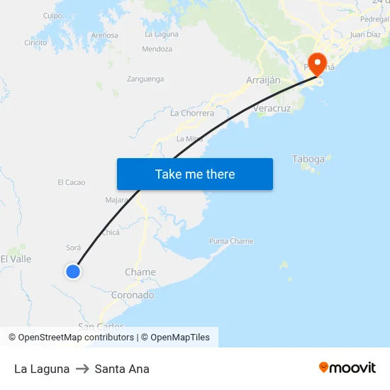 La Laguna to Santa Ana map