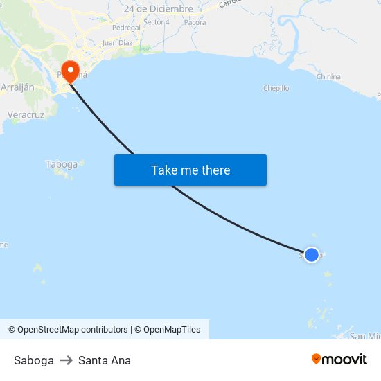 Saboga to Santa Ana map