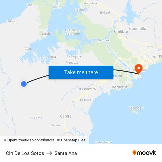 Cirí De Los Sotos to Santa Ana map