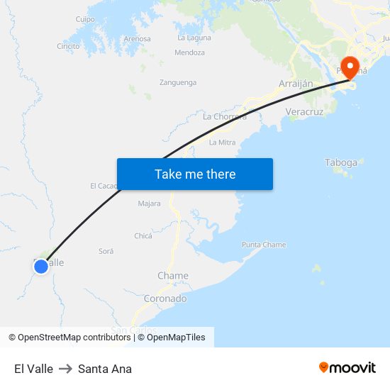 El Valle to Santa Ana map