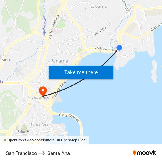 San Francisco to Santa Ana map