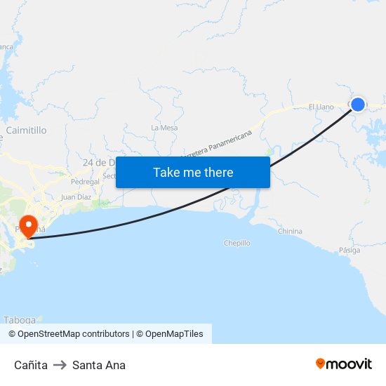 Cañita to Santa Ana map