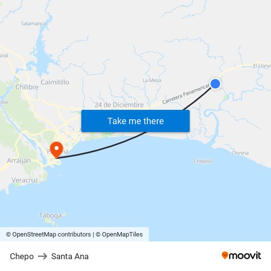 Chepo to Santa Ana map
